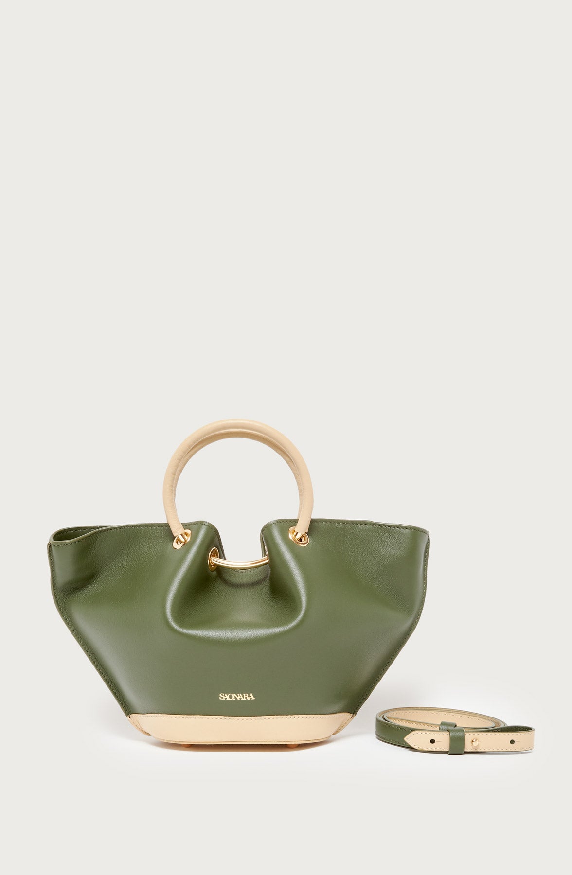 SAONARA MINI CAPAZO GREEN ARMY/CREAM LEATHER