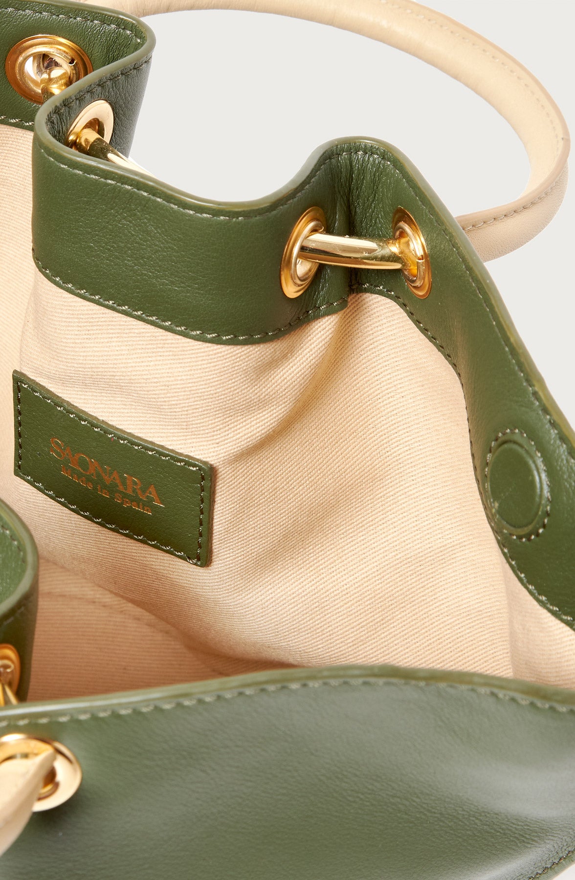 SAONARA MINI CAPAZO GREEN ARMY/CREAM LEATHER