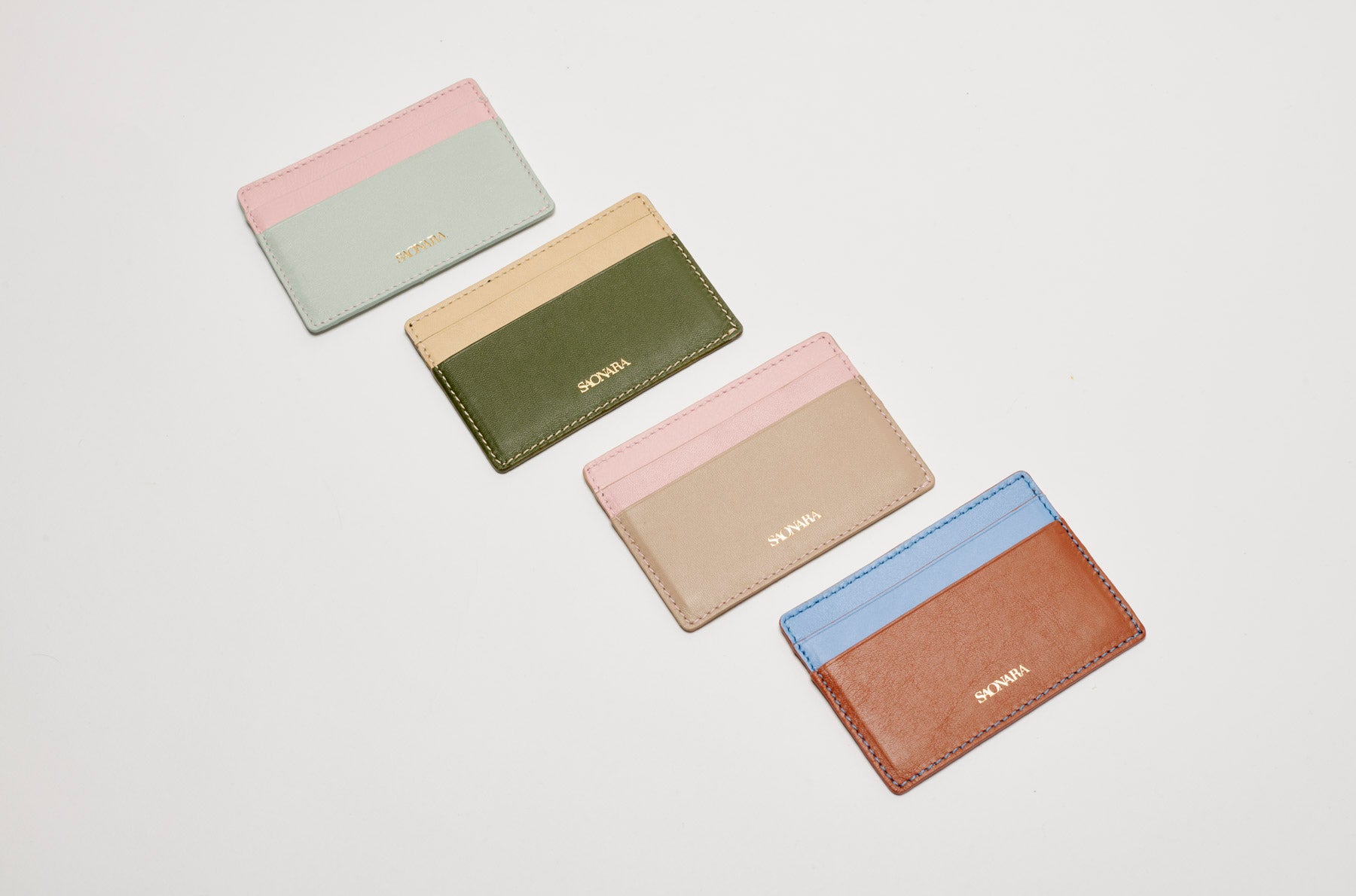 CARD HOLDER JADE/PEONY LEATHER