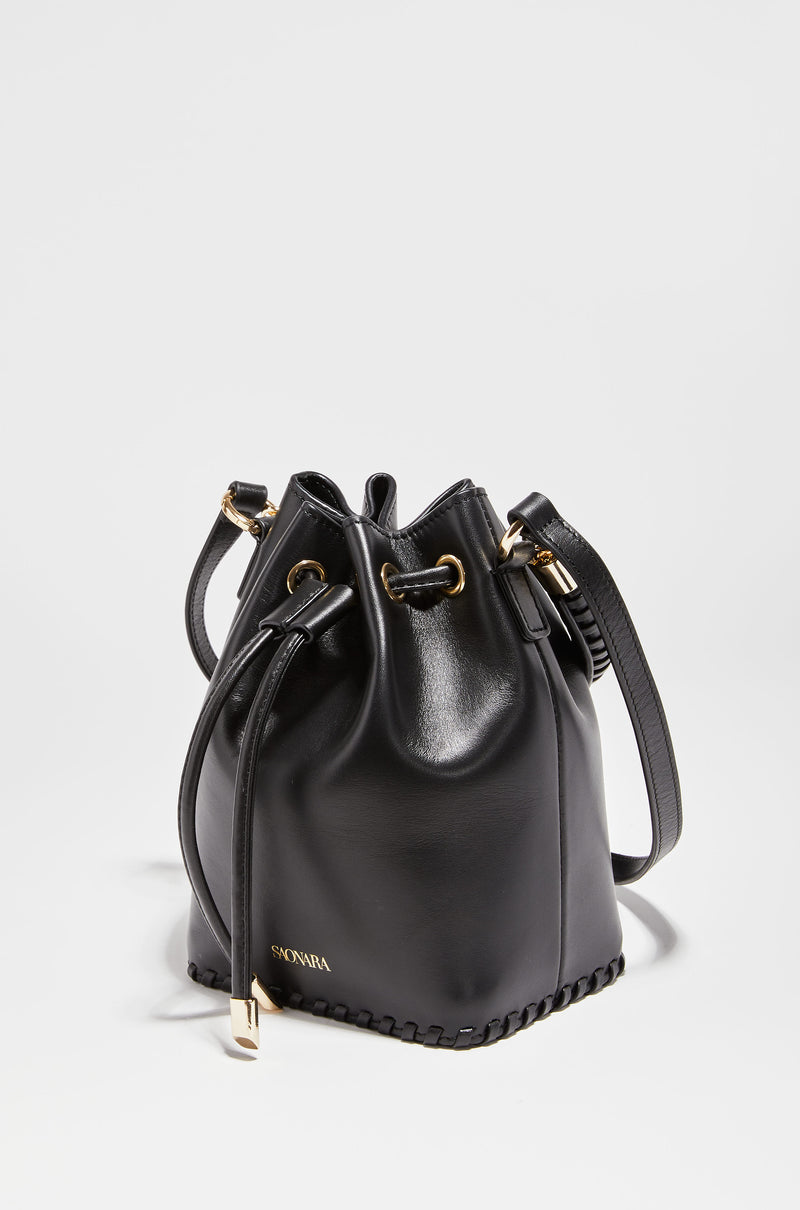 SAONARA MINI BUCKET BLACK LEATHER