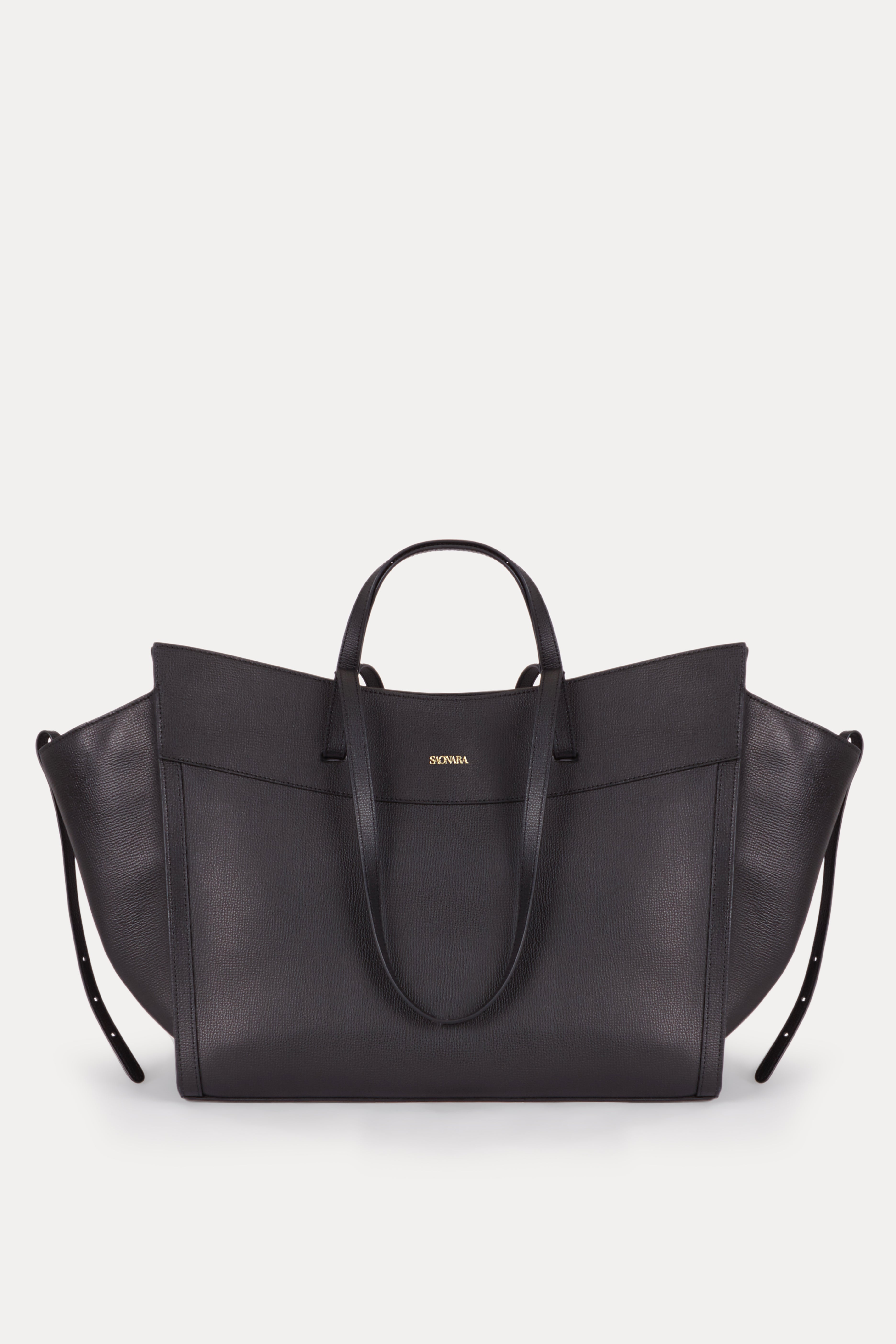 SAONARA SHOPPING BAG TOTAL BLACK LEATHER