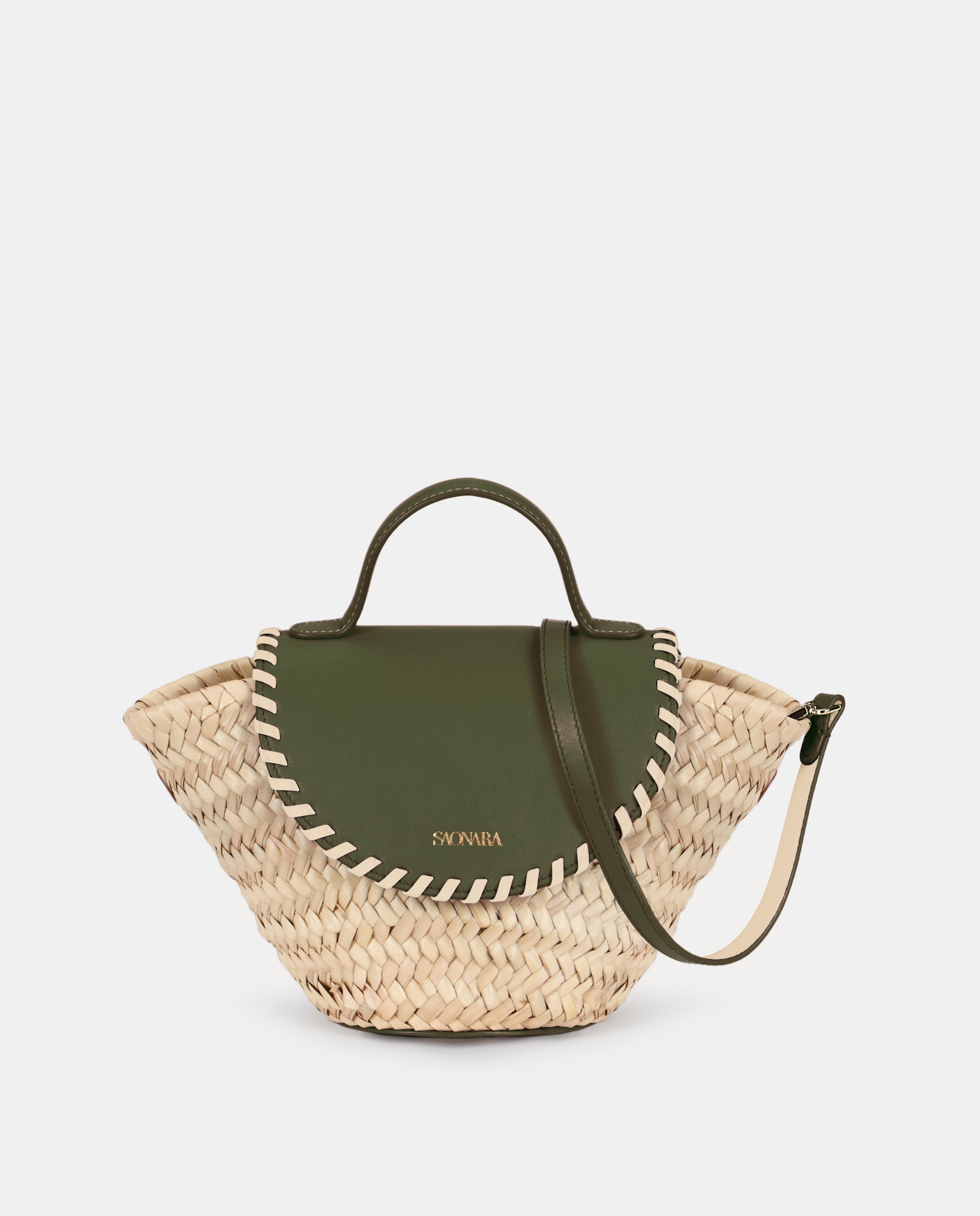 SAONARA COQUETTE GREEN ARMY/CREAM PIEL
