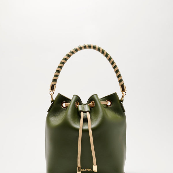 Olive green bucket bag on sale